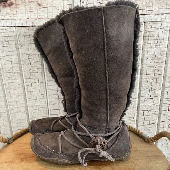 RARE Sorel Kaska sheepskin shearling suede winter boots mukluks moccasins - Picture 3 of 6